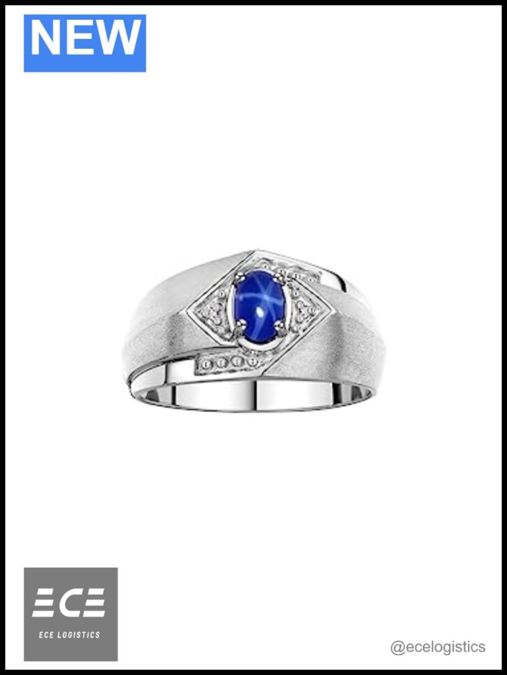 Sterling Silver Oval Gemstone Diamond Ring Solitaire Birthstone Gift for Men